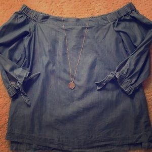Loft Off the Shoulder Denim Blouse